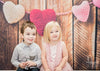Garland knitting hearts on old wooden panel Valentine backdrop-cheap vinyl backdrop fabric background photography