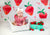 Summer backdrop watercolor strawberry pattern background