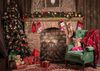 Christmas retro fireplace photography backdrop - whosedrop