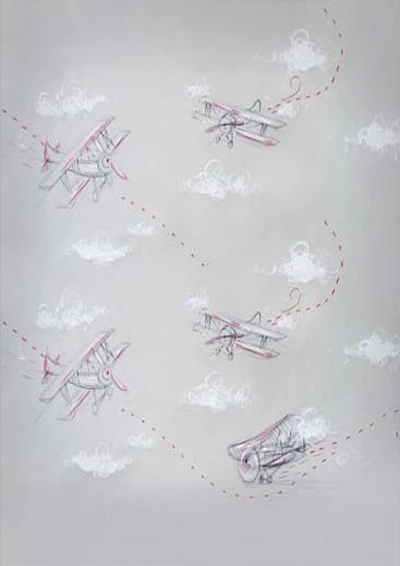 Retro gray backdrop airplane pattern for child-cheap vinyl backdrop fabric background photography