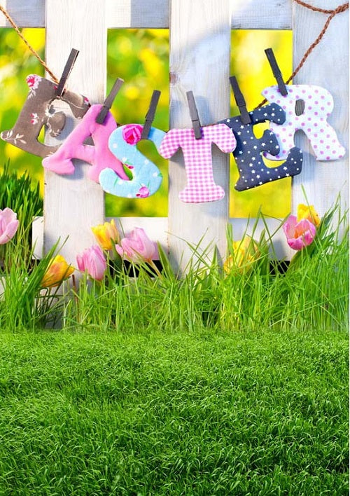 Easter backdrop for photography white fence for sale - whosedrop