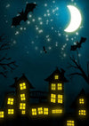 Halloween night backdrop horror bat and moon-cheap vinyl backdrop fabric background photography