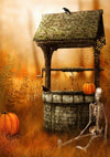 Halloween autumn backdrop wells and bones-cheap vinyl backdrop fabric background photography