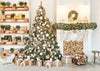 Christmas backdrops with white stockings and fireplace-cheap vinyl backdrop fabric background photography