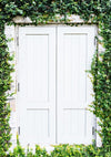 White door with green leaves backdrop - whosedrop