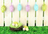 Rice white fence and color eggs backdrop for Easter-cheap vinyl backdrop fabric background photography