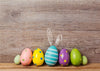 Easter backdrops wood background with colorful eggs-cheap vinyl backdrop fabric background photography