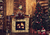 Christmas backdrop fireplace and Christmas tree background-cheap vinyl backdrop fabric background photography