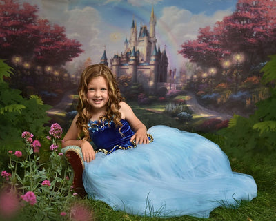 Spring photo backdrop dreamy castle background-cheap vinyl backdrop fabric background photography
