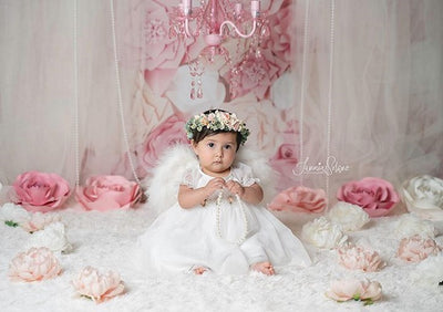 Pink flowers backdrop baby shower photo-cheap vinyl backdrop fabric background photography
