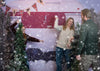Camping backdrop winter Christmas background