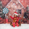 Christmas gingerbread house backdrops with gift box