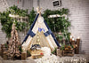 Christams backdrop with wilderness tent