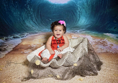 Summer sea backdrop with ocean waves-cheap vinyl backdrop fabric background photography