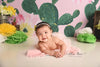 Watercolor painting pattern backdrop with cactus flowers-cheap vinyl backdrop fabric background photography