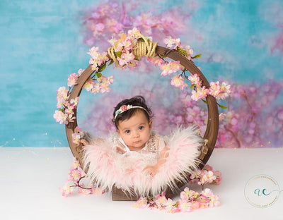 Green backdrop flower for baby photography-cheap vinyl backdrop fabric background photography