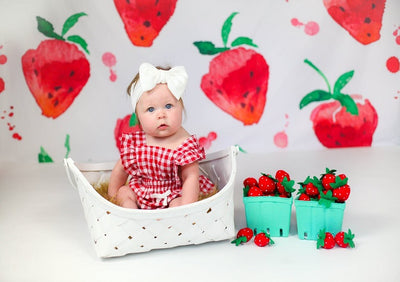 Summer backdrop watercolor strawberry pattern background-cheap vinyl backdrop fabric background photography