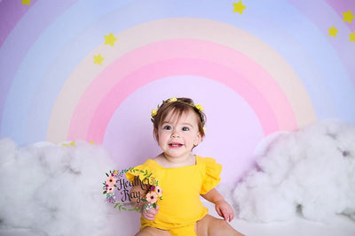 Baby birthday photography backdrop with rainbow-cheap vinyl backdrop fabric background photography