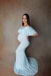 Baby blue maternity dress combination-cheap vinyl backdrop fabric background photography