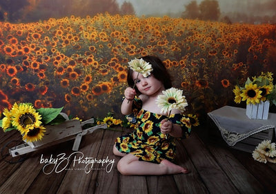 Sunflower backdrops summer scenery background-cheap vinyl backdrop fabric background photography