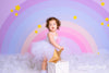 Baby birthday photography backdrop with rainbow
