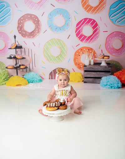 Cake smash backdrop donut theme background-cheap vinyl backdrop fabric background photography