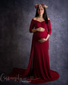 Wine red maternity dress combination-cheap vinyl backdrop fabric background photography