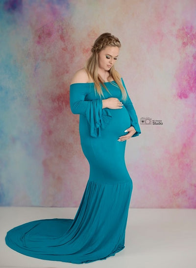 Blue maternity dress combination-cheap vinyl backdrop fabric background photography