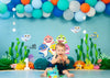 Shark backdrop summer background cake smash-cheap vinyl backdrop fabric background photography