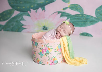 Watercolor painting pattern backdrop with cactus flowers-cheap vinyl backdrop fabric background photography