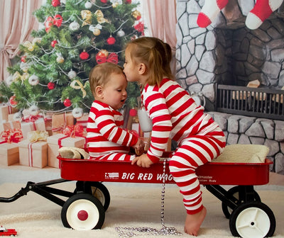 Christmas fireplace photography Backdrop Gift Box Sock - whosedrop