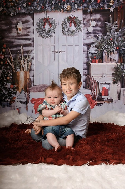 Christmas backdrop for family photography winter snowing background-cheap vinyl backdrop fabric background photography