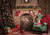 Christmas retro fireplace photography backdrop