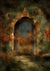 Vintage door backdrop oil painting background