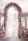 Vintage building backdrop flower background arches-cheap vinyl backdrop fabric background photography