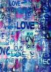 Valentine's Day blue love graffiti wall backdrop - whosedrop
