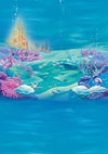 Summer backdrop underwater coral and castle-cheap vinyl backdrop fabric background photography