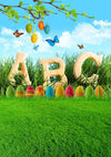 Spring easter backdrops with colorful butterfly-cheap vinyl backdrop fabric background photography