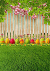 Easter backdrops colorful eggs and fence background-cheap vinyl backdrop fabric background photography