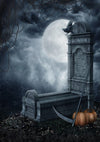 Halloween background horror night with tombstone-cheap vinyl backdrop fabric background photography