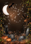 Halloween backdrop horror night moon and bat-cheap vinyl backdrop fabric background photography