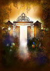 Halloween night backdrop with iron door dreamy-cheap vinyl backdrop fabric background photography