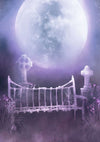 Light purple backdrop halloween park bench-cheap vinyl backdrop fabric background photography