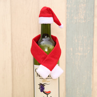 Chirstmas decoration wine bottle gift set scarf and hat bottle(10 Pcs Scarf+10 Pcs hat) - whosedrop