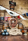 Interiors Pirate Ship steering wheel navigation map backdrop children-cheap vinyl backdrop fabric background photography