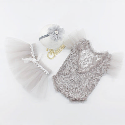 Lace pearl onesie