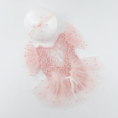 Lace pearl onesie