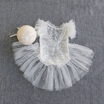 Lace pearl onesie