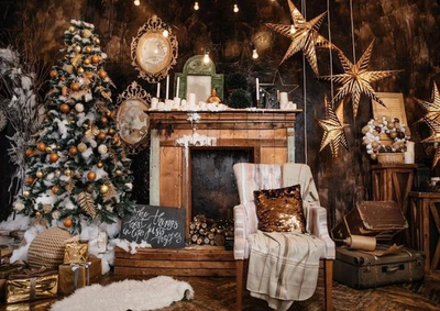 Christmas retro parlor backdrop photography photos - whosedrop