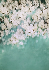 Vintage cyan backdrop white flowers for newborns photography - whosedrop
